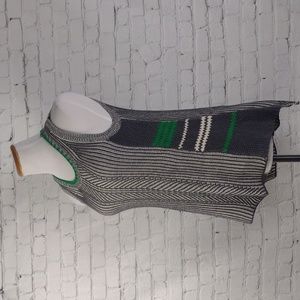 Cabi Trident Striped Knit Sweater S Sleeveless #885 Hi Low Gray Green